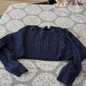 Blue Blush Navy Cable Knit Sweater